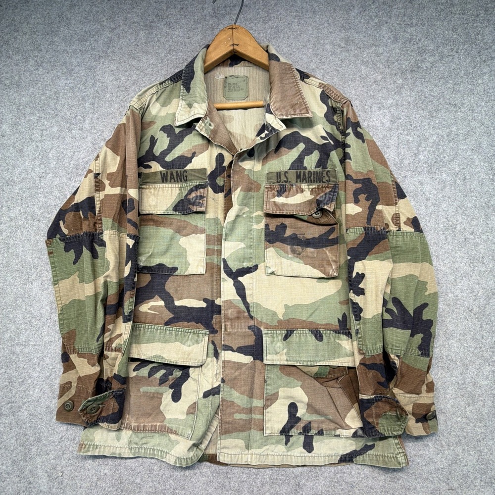 Vintage US Marines Woodland Camouflage Hot Weather Combat Coat Camo Jacket Small